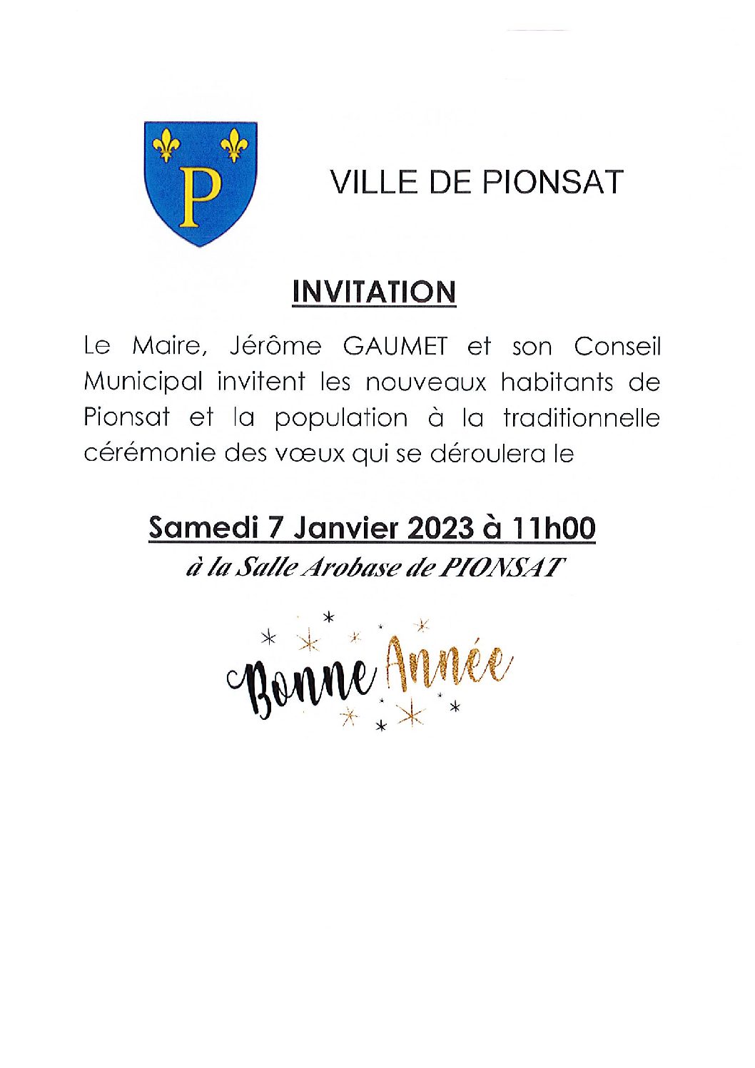 Invitation voeux du Maire