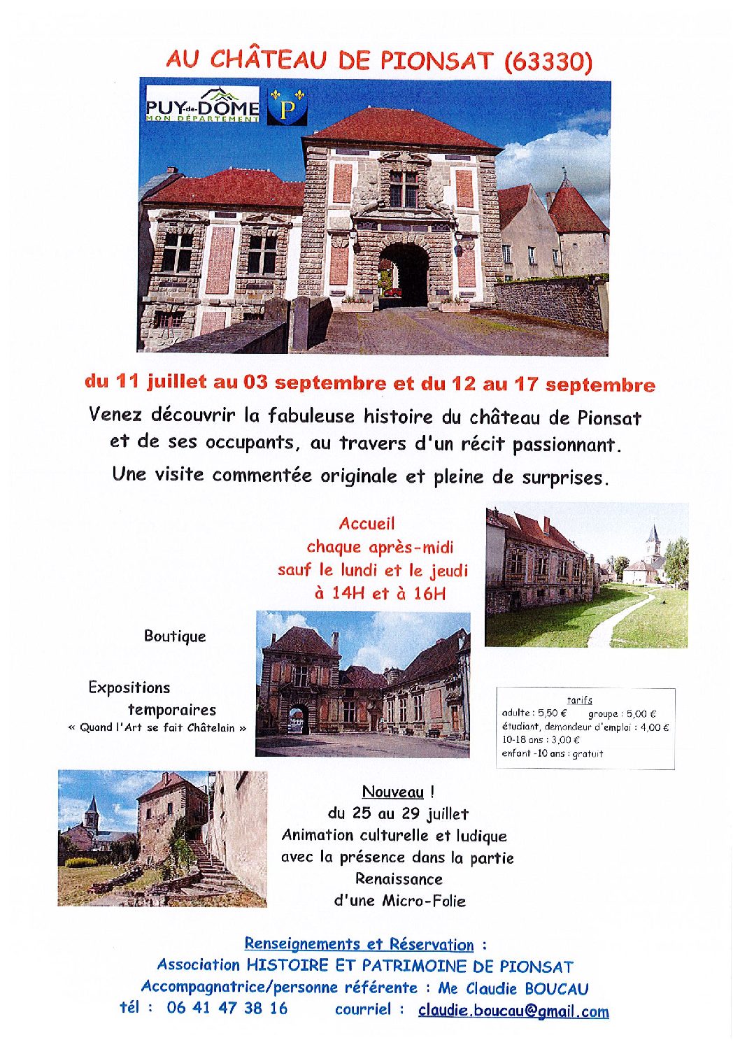 Visite du Château de Pionsat