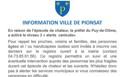ALERTE CANICULE VIGILANCE ORANGE
