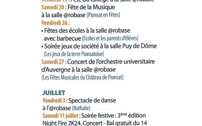 Calendrier des manifestations 2026