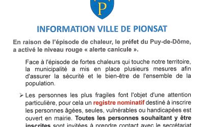 ALERTE CANICULE NIVEAU ROUGE