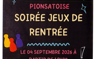 Soirée jeux de rentrée le 4 septembre