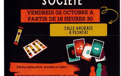 Soirée jeux de société le vendredi 02 octobre