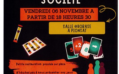 Soirée jeux de société le vendredi 06 novembre 2026